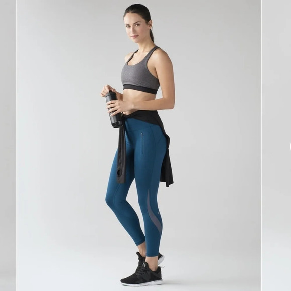 Lululemon Invigorate 7/8 Pocket Mesh Legging Poseidon - Picture 1 of 13